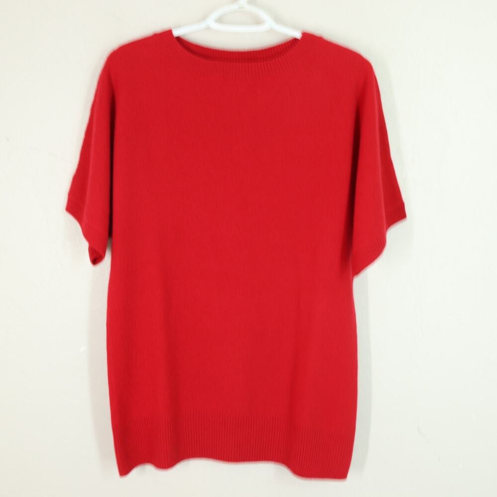 Vtg Neiman Marcus Cashmere Sweater M Oversized Boxy Short Sleeve Pullover